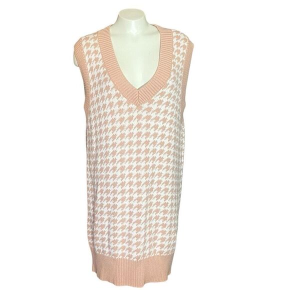 Abercrombie & Fitch Sweater Vest Preppy Dress M Houndtooth - Picture 2 of 9